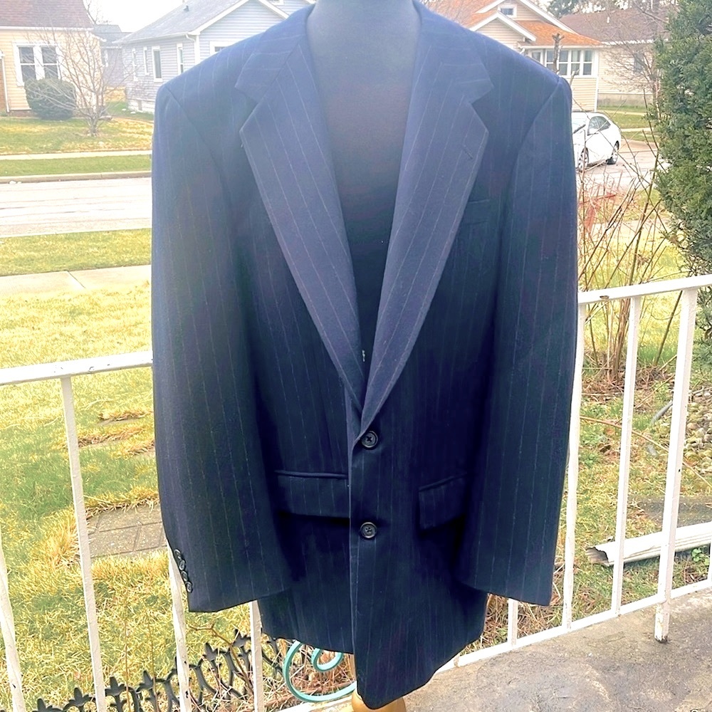 #Burberry pin striped suit coat